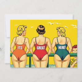 Reserva La Fecha Tres bellas mujeres en bikini en una playa, divert