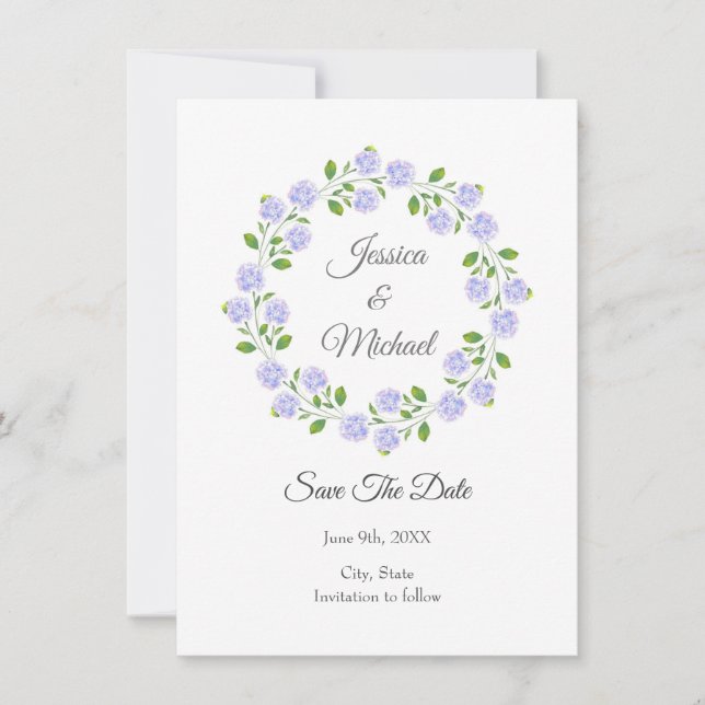 Reserva La Fecha Tres hidráneas Agua Floral Wreath (Anverso)