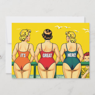 Reserva La Fecha Tres mujeres hermosas en bikini en una playa, dive