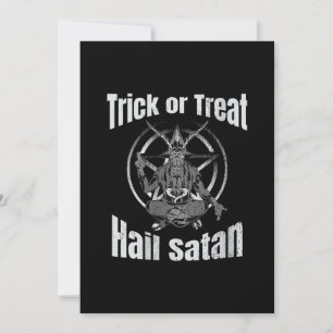Reserva La Fecha Trick o Treat Hail Satan Pentagram Goat