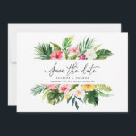 Reserva La Fecha Tropical acuarela floral salvar la fecha<br><div class="desc">Hermosa acuarela floral tropical moderna salvar la fecha. Texto de letra hermoso. Parte de una colección de celebración de boda de verano.</div>