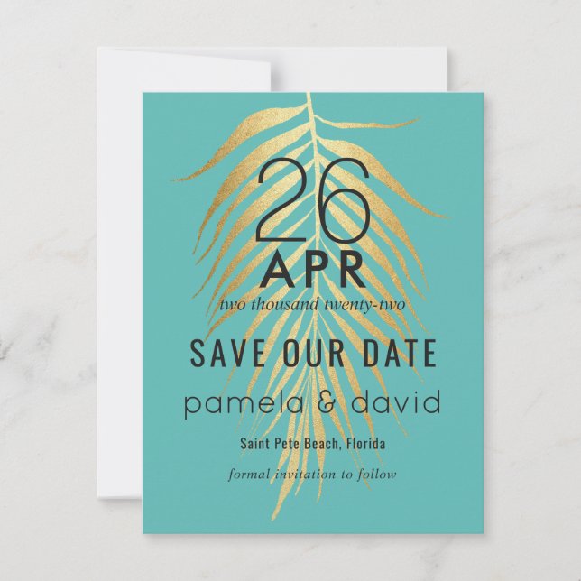 Reserva La Fecha Tropical Save the Date Caribbean Blue (Anverso)