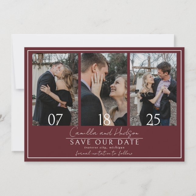 Reserva La Fecha True Simplicity 4 | Burgundy | Wedding (Anverso)