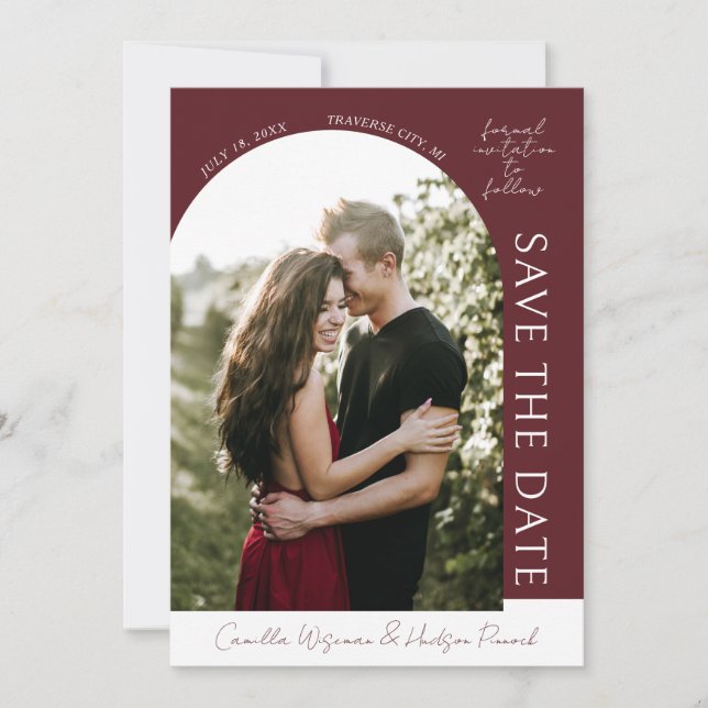 Reserva La Fecha True Simplicity 4 | Deep Burgundy | Save The Date (Anverso)