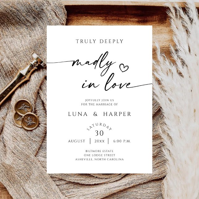 Reserva La Fecha Truly Deeply Madly In Love Elegant Wedding Invite (Subido por el creador)
