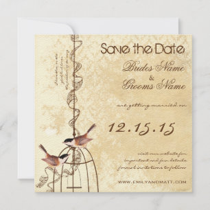 Reserva La Fecha Tu foto Damask Bird Cage Wedding Save the Date