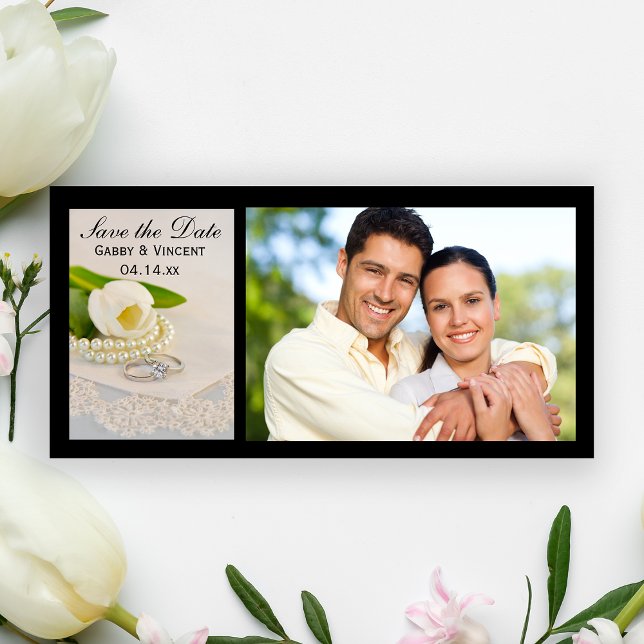 Reserva La Fecha Tulipán blanco, perlas, bodas de anillos salvan la (Subido por el creador)