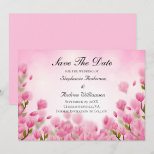 Reserva La Fecha Tulipanes rosados Flores Florales Boda 