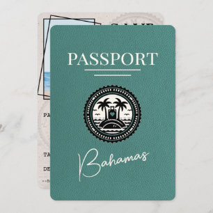 Reserva La Fecha Turquoise Bahamas Passport Save the Date