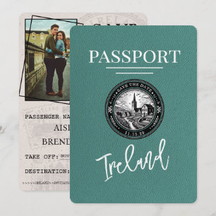Reserva La Fecha Turquoise Ireland Passport Save the Date