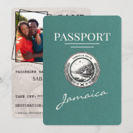 Reserva La Fecha Turquoise Jamaica Passport Save the Date
