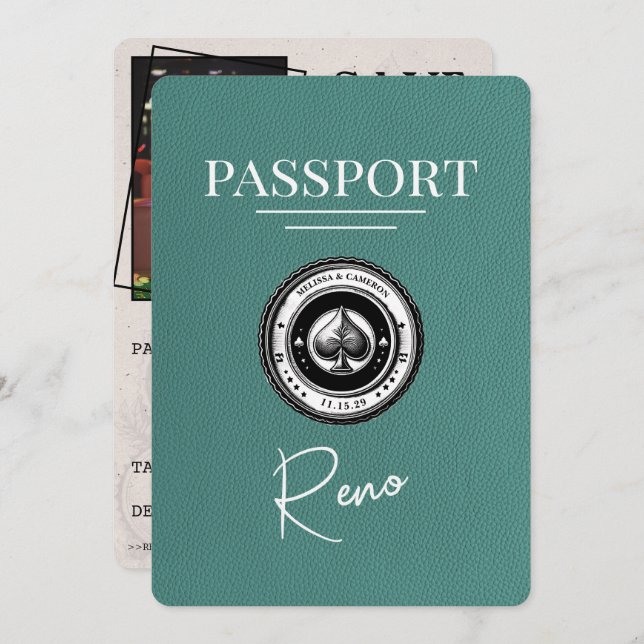 Reserva La Fecha Turquoise Reno Passport Guardar la fecha (Anverso / Reverso)