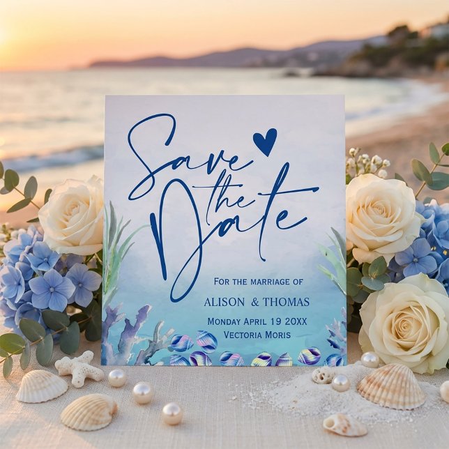 Reserva La Fecha Two Less Fish in The Sea Summer Wedding  (#LuxuryWedding
#CoastalWedding
#BeachWedding
#RomanticWedding
#SaveTheDate
#WeddingStationery
#beach)