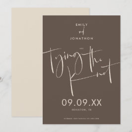 Reserva La Fecha Tying the Knot Elegant Script Cream Brown