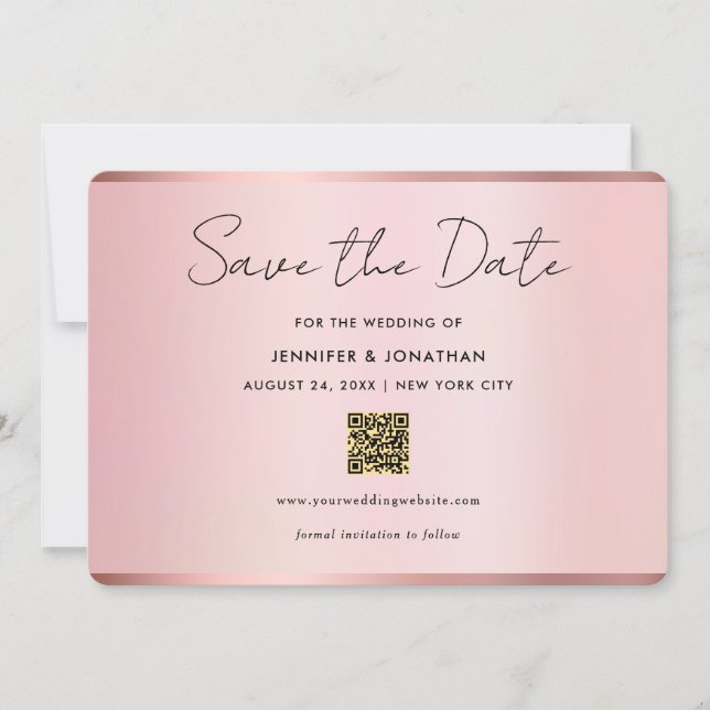 Reserva La Fecha Typography Script Save The Date Chic Rose Gold (Anverso)