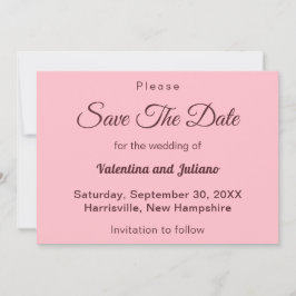 Reserva La Fecha Typography Style Minimalist Pink Wedding