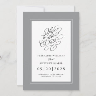 Reserva La Fecha Último Gris Elegante Compromiso de Boda