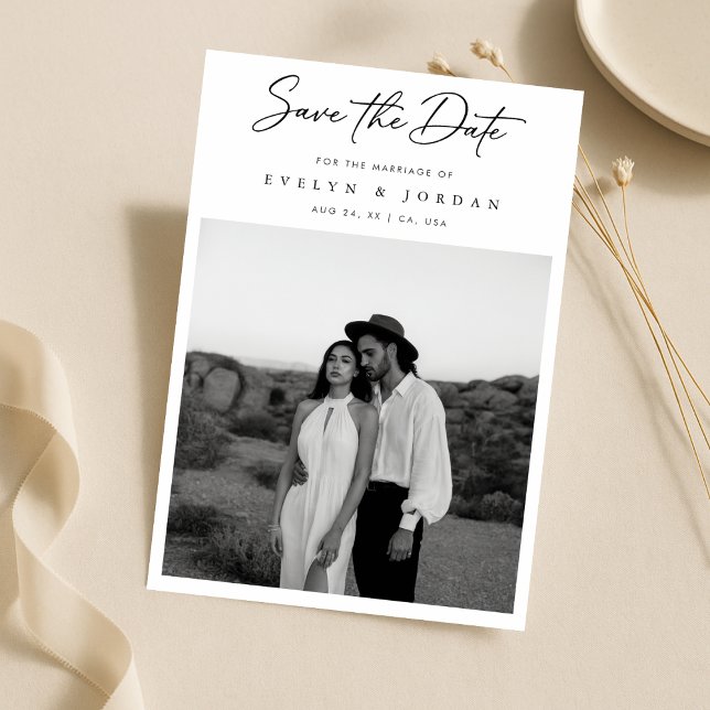 Reserva La Fecha Ultra Moderno Clásico Mínimo Script Foto Boda  (Subido por el creador)