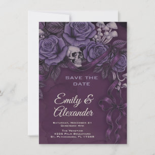 Reserva La Fecha Un Amor, Diseño de Boda Plum Gothic