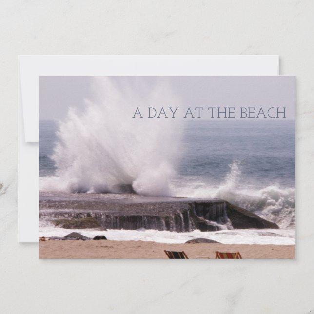 Reserva La Fecha Un día en la playa retro Ola oceánica salpicada (Anverso)