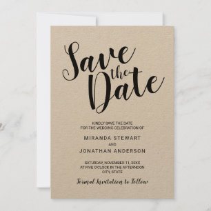 Reserva La Fecha Un guión moderno Kraft Paper Wedding Save the Date