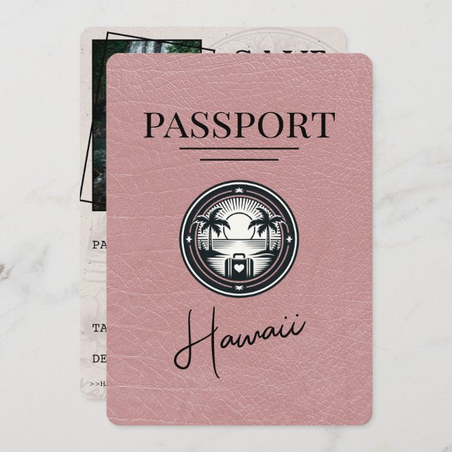 Reserva La Fecha Un Pasaporte hawaiano Rosa Dusto Salva La Fecha (Anverso / Reverso)