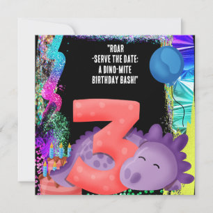 Reserva La Fecha Un tercer Fiesta de cumpleaños de dinosaurio