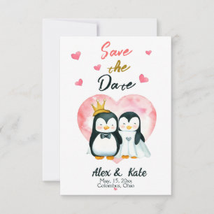Reserva La Fecha Una boda pingüino de amor lindo salva la fecha