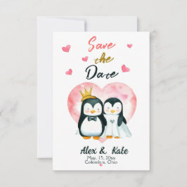 Reserva La Fecha Una boda pingüino de amor lindo salva la fecha