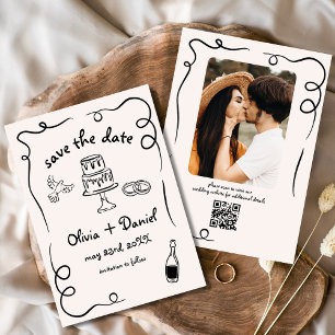 Reserva La Fecha Una caprichosa foto de un Boda dibujada a mano