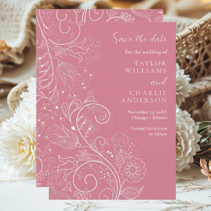 Reserva La Fecha Una Fiesta Elegante Boda Floral Rosa
