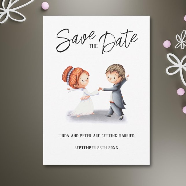 Reserva La Fecha Una pareja única que baila un Boda romántico (Cute Unique Couple Dancing Romantic Wedding  Save The Date )
