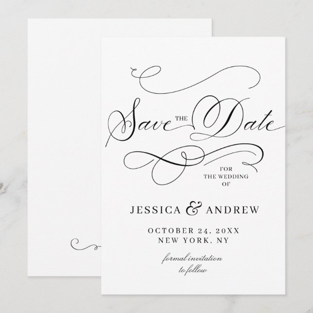 Reserva La Fecha Una simple y elegante boda de letras salva la fech (Anverso / Reverso)