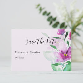 Reserva La Fecha Unicidad de las flores de arte en acuarela violeta