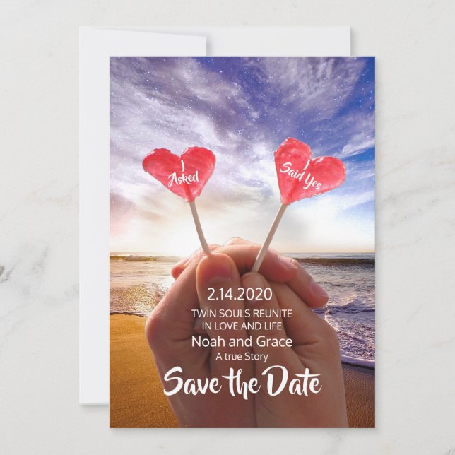 Reserva La Fecha Valintine Twin Flame Save the Dates (Anverso)