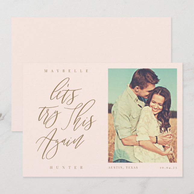 Reserva La Fecha Vamos a Intentar Esto de Nuevo Caligrafía Moderna  (Anverso / Reverso)