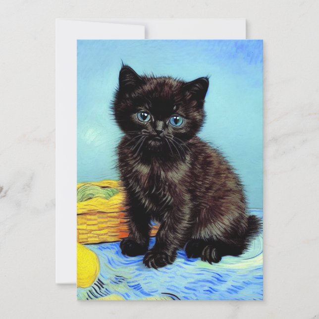 Reserva La Fecha Van Gogh Black Kitten con yarn (Anverso)