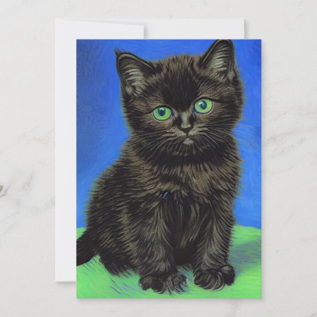 Reserva La Fecha Van Gogh Style Black Kitten (Anverso)