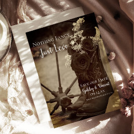 Reserva La Fecha Vaquero ruso Rosa bota al Boda occidental Sepia