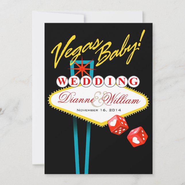 Reserva La Fecha ¡Vegas Baby! Boda Guardar la fecha negro (Anverso)