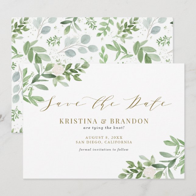 Reserva La Fecha Vegetación acuática y Boda de flores blancas (Anverso / Reverso)