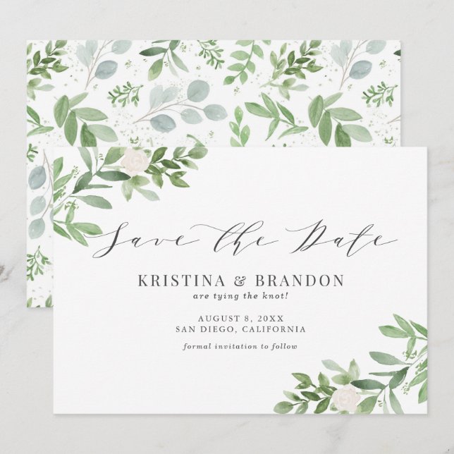 Reserva La Fecha Vegetación acuática y Boda de flores blancas (Anverso / Reverso)