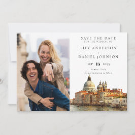 Reserva La Fecha Venice Skyline Watercolor Photo Wedding
