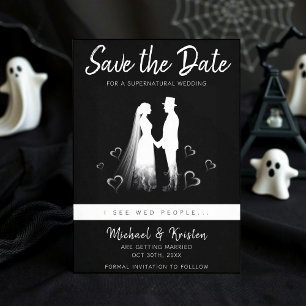 Reserva La Fecha Veo gente casada Gótico Fantasma Boda de Halloween