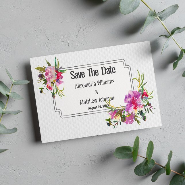 Reserva La Fecha Verano rosa violeta blanca floral Salvar la fecha (Summer pink violet white floral Save The Date )