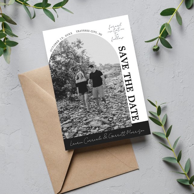 Reserva La Fecha Verdadera simplicidad 3 negro y blanco moderno (Subido por el creador)