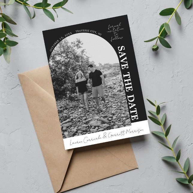 Reserva La Fecha Verdadera simplicidad 3 negro y blanco moderno (Subido por el creador)