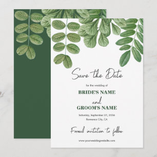 Reserva La Fecha Verde acuático moderno Boda verde esmeralda
