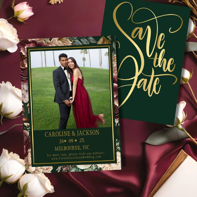 Reserva La Fecha Verde esmeralda Moderno Foto Boda Salva la Fecha (Subido por el creador)