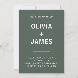 Reserva La Fecha Verde oscuro Boda moderno de Moss Minimalista Sc